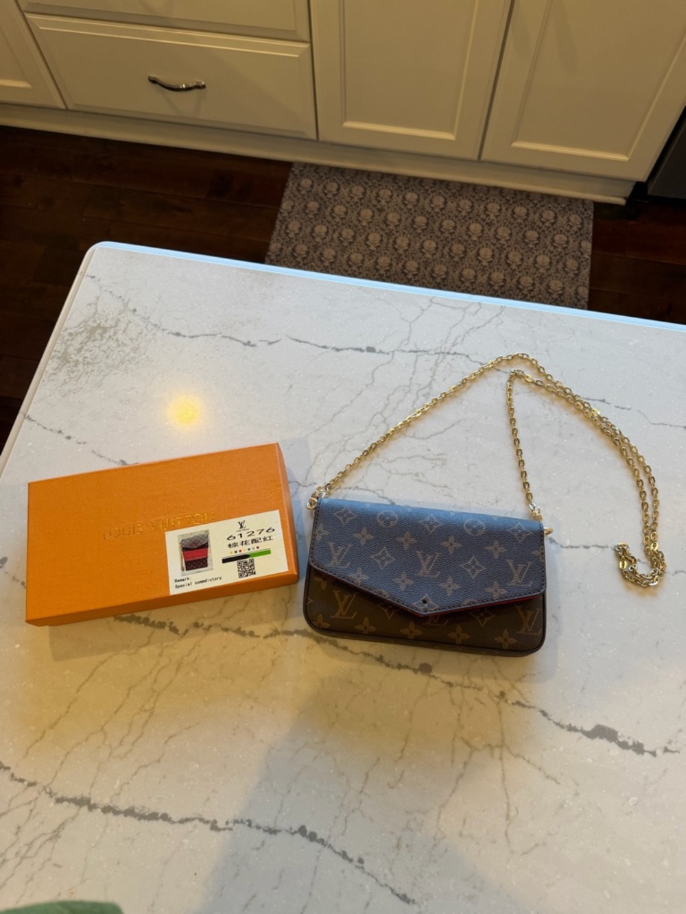 Monogram Envelope Crossbody Bag - Brown with Red Interior ❤️